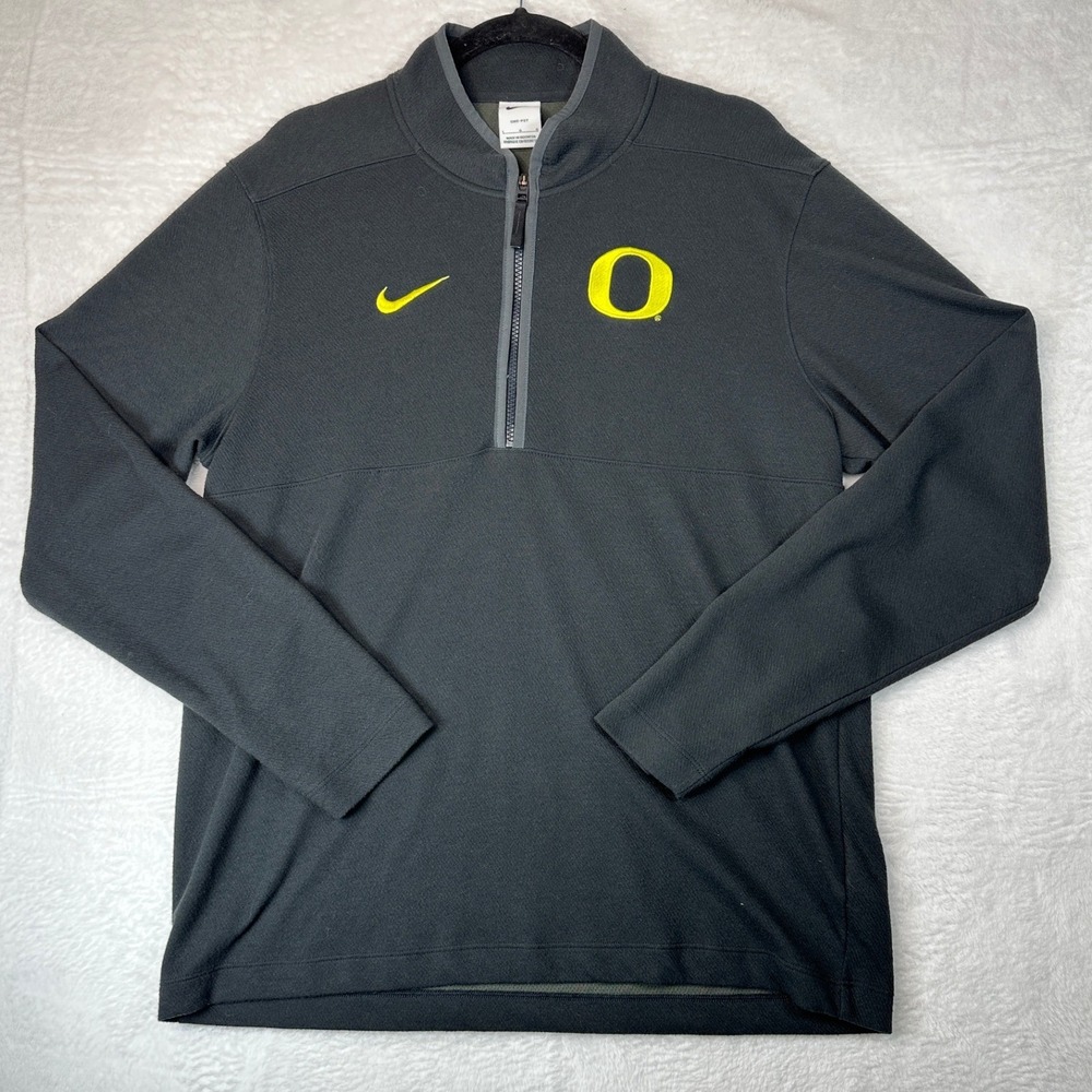 Nike Oregon Ducks Quarter Zip Pullover Mens Large Black Yellow Dri-FIT